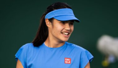 Emma Raducanu of Great Britain in action with partner Elena Gabriela Ruse of Romania against Katerina Siniakova of the Czech Republic and Ta