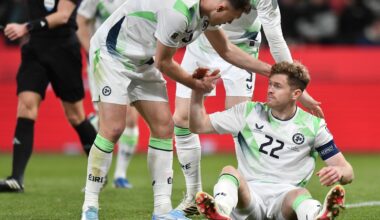 Ireland's Dara O'Shea helps Nathan Collins up