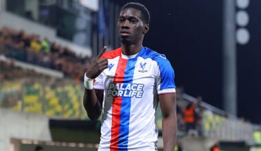 Ismaila Sarr celebrates after putting Crystal Palace ahead