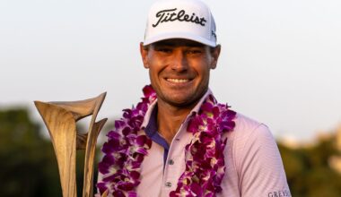 Jordan Gumberg celebrates his win at the Hainan Classic on the DP World Tour