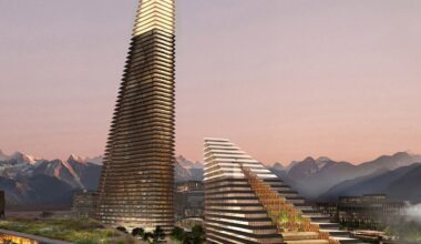 SOM designs stepped glazed towers for Kazakhstan's new city