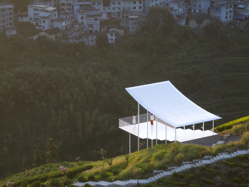 studio RE+N's floating pavilion hovers like a thin white wing above chinese tea mountain - 5