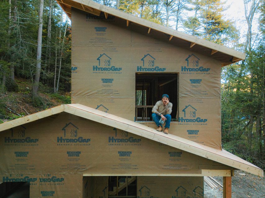 Self-built cabin by TikToker Ethan Abitz