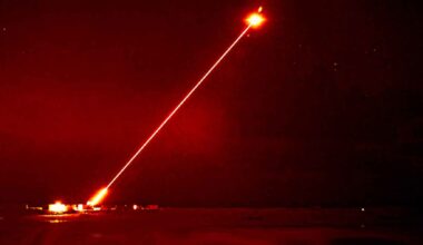 UK DragonFire laser weapon system during drone interception trials at the Hebrides range