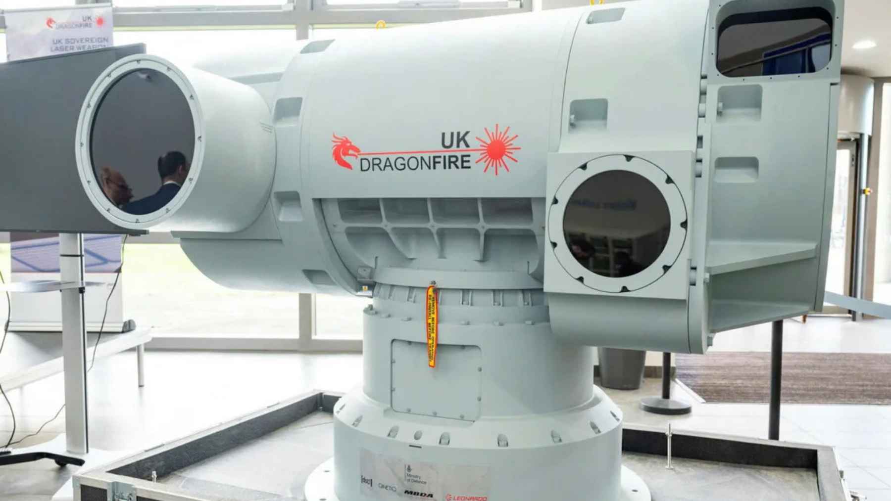 UK DragonFire laser weapon system on display, developed to shoot down high speed drones