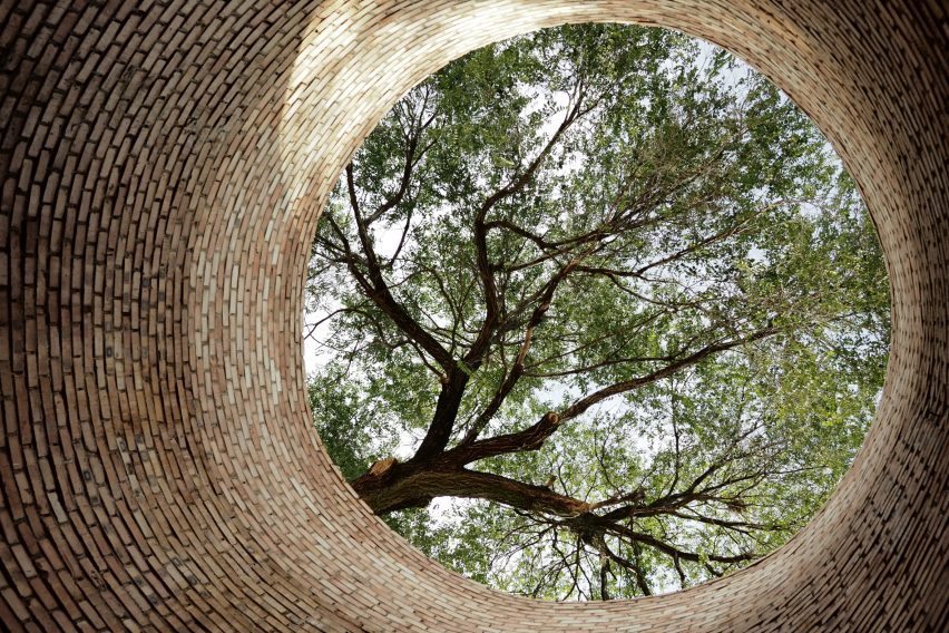 Skylight in brick underground room