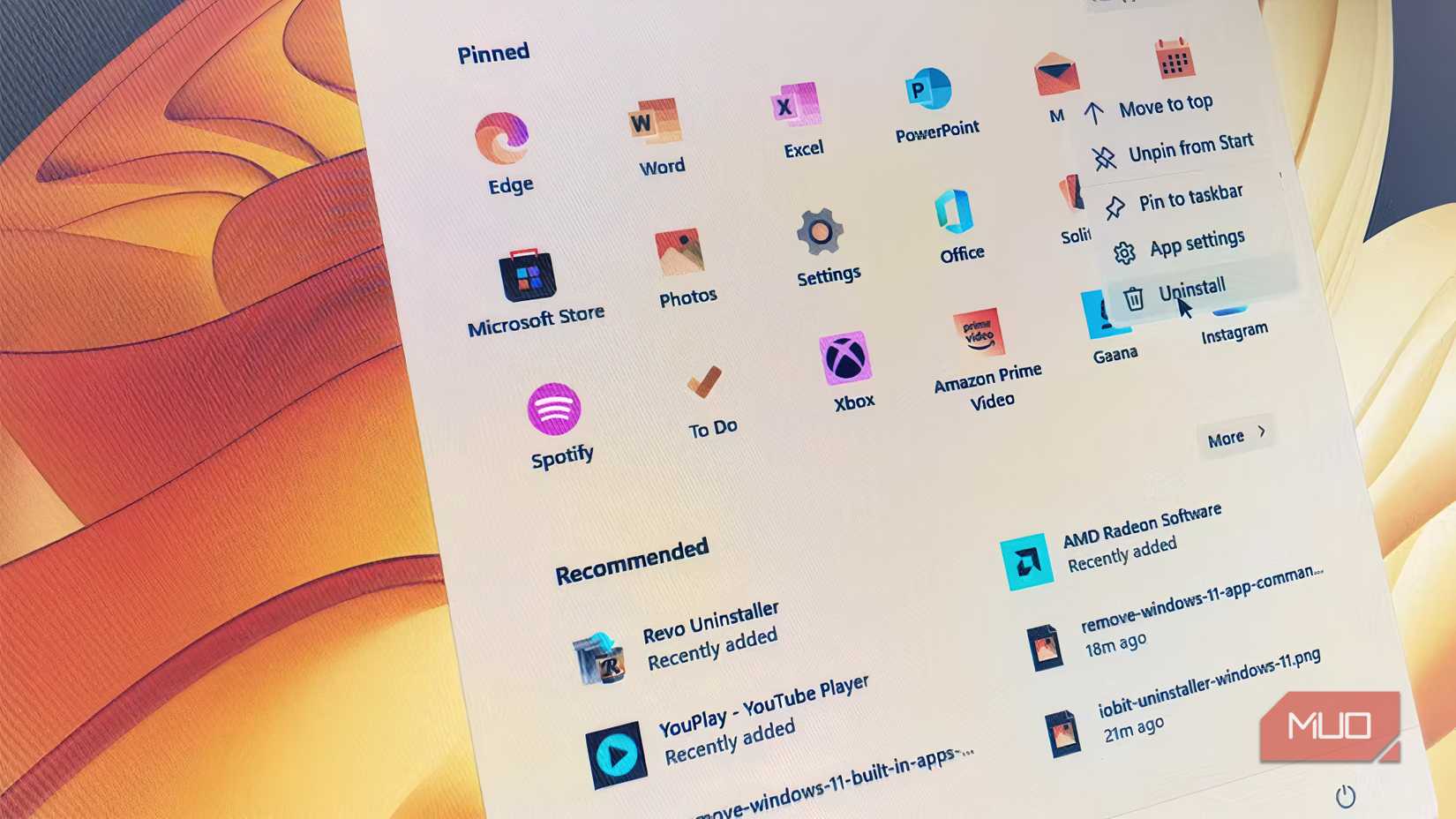 Closeup of Windows apps