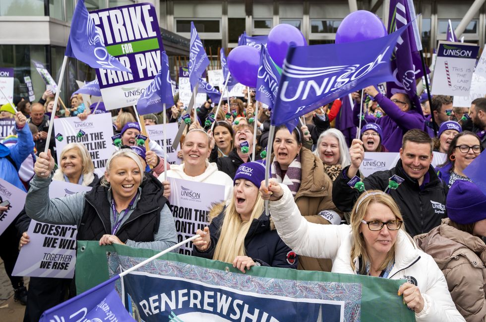 Unison members striking