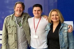 Alex with his father, Ian, and mother, Indira