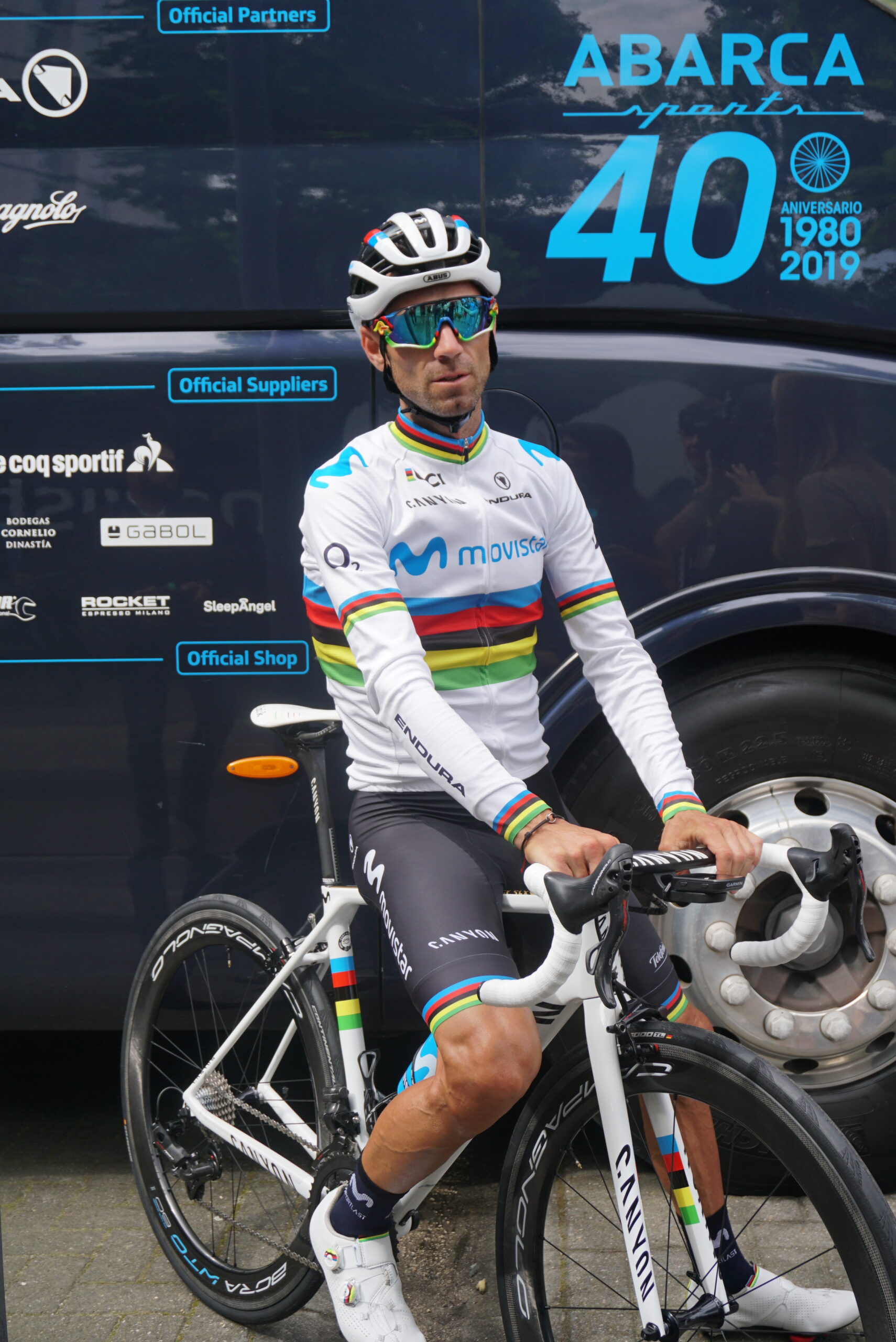 Alejandro Valverde in world champion's jersey