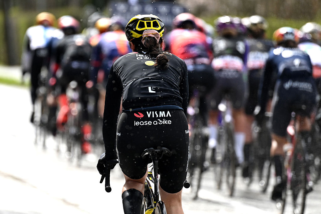 BRUGES, BELGIUM - MARCH 26: Margaux Vigie of France and Team Visma | Lease a Bike competes during the 9th Ronde van Brugge - Tour of Bruges 2026, Women's Elite a 143.7km one day race from Bruges to Bruges on March 26, 2026 in Bruges, Belgium. (Photo by Luc Claessen/Getty Images)