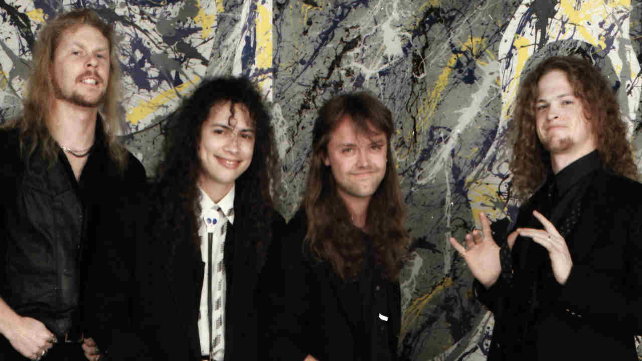 Metallica posing for a photograph in 1990