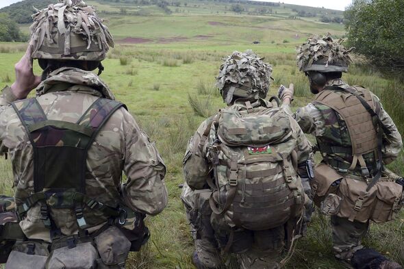 Welsh Guards training at the Sennybridge training area, Powys, Wales, United Kingdom. Welsh Guards training at the Sennybridge training area, Powys, Wales, United Kingdom.