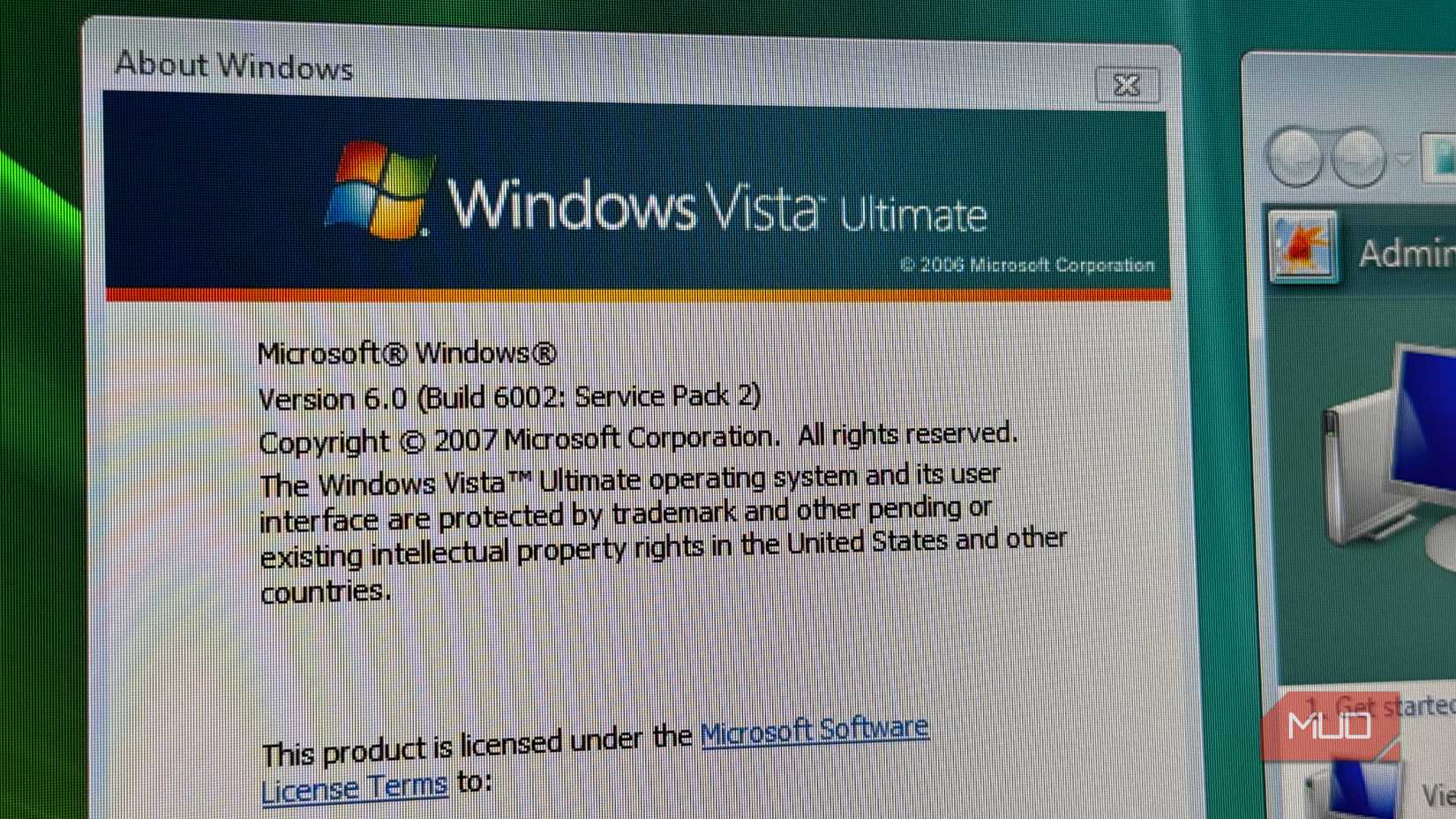 Windows Vista System Info on a Desktop