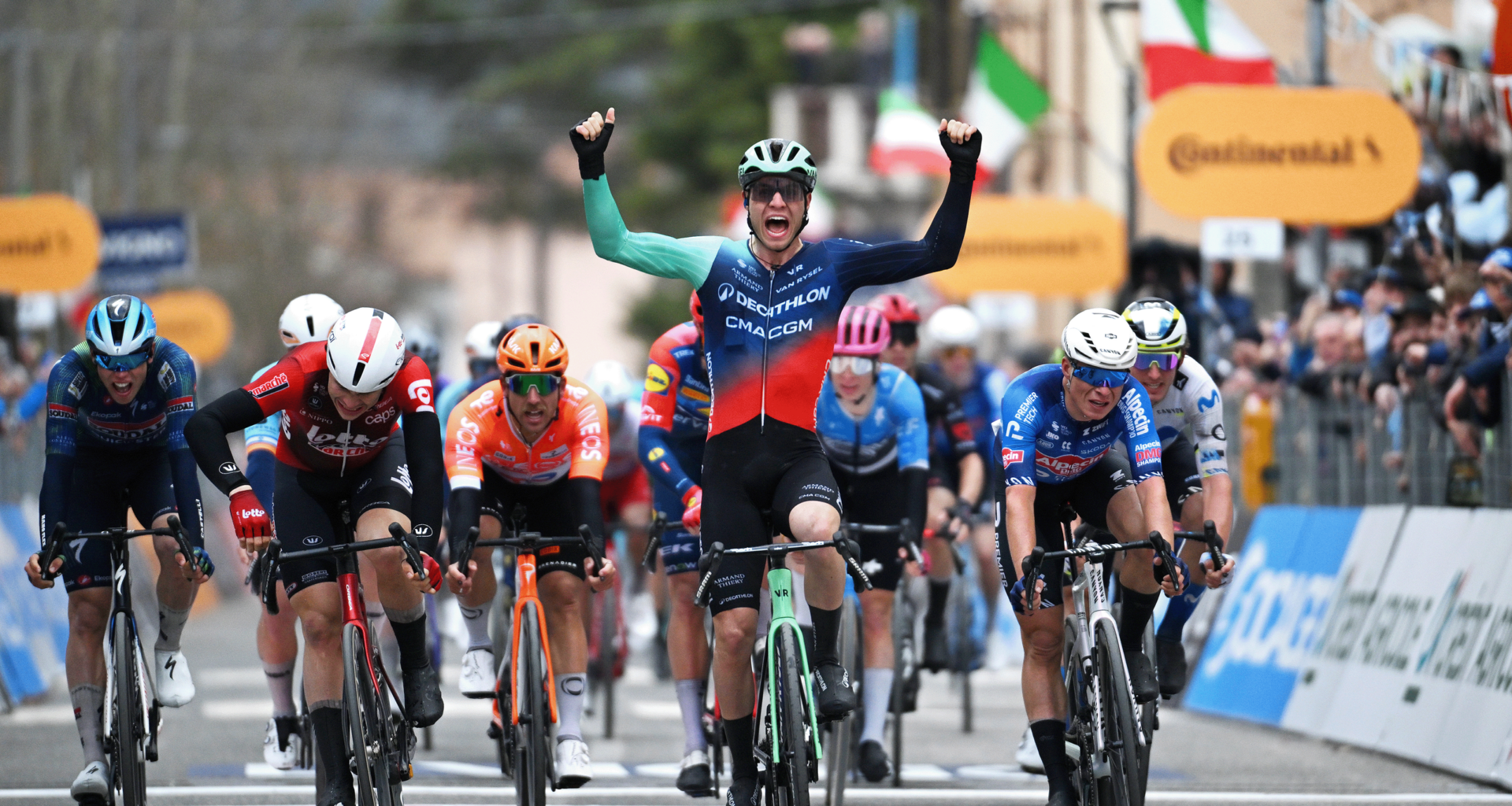 Tirreno-Adriatico: Tobias Lund Andresen powers away from Jonathan Milan and Jasper Philipsen to win stage 3 sprint