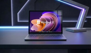 Windows 12 logo on a colorful desktop background