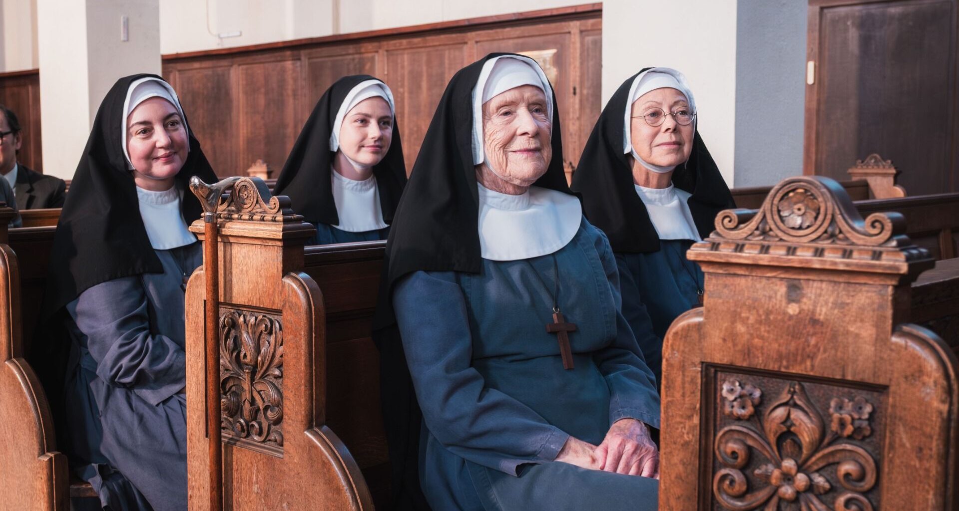 Sister Veronica (REBECCA GETHINGS), Sister Catherine (MOLLY VEVERS), Sister Monica Joan (JUDY PARFITT), Sister Julienne (JENNY AGUTTER)