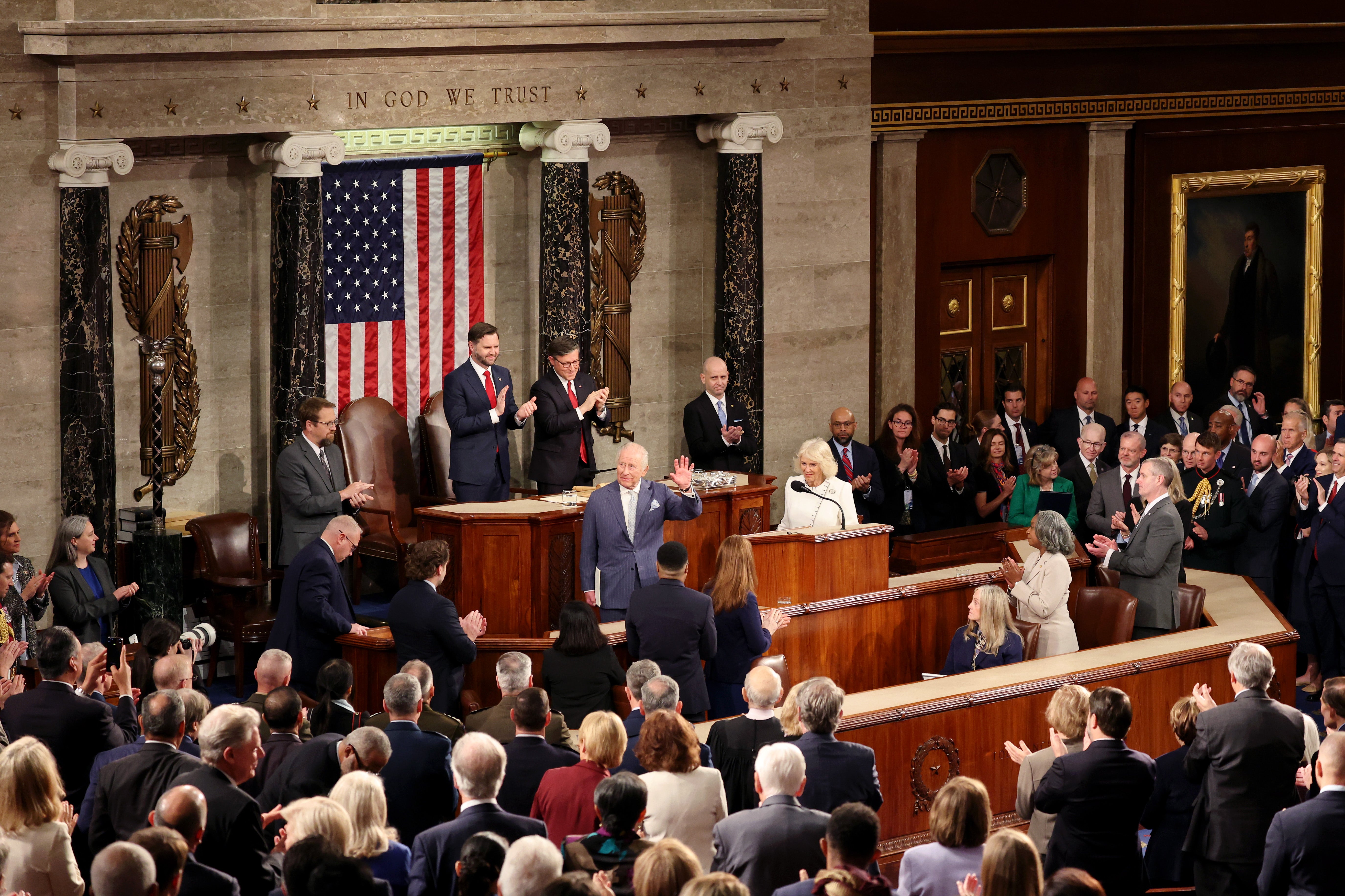 Lawmakers applaud for King Charles III as he gives a brief address to members of the U.S. Congress