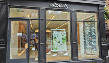 The exterior of an Allbirds store in New York City