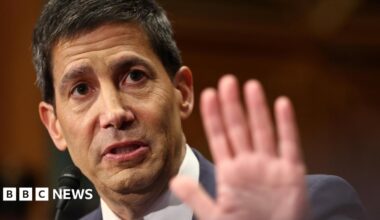 A picture of Kevin Warsh during his confirmation hearing.