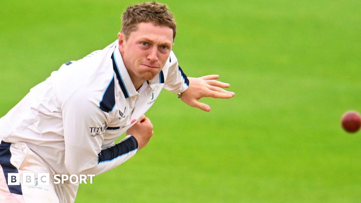Yorkshire off-spinner Dom Bess bowling against Somerset in a County Championship match in September 2025