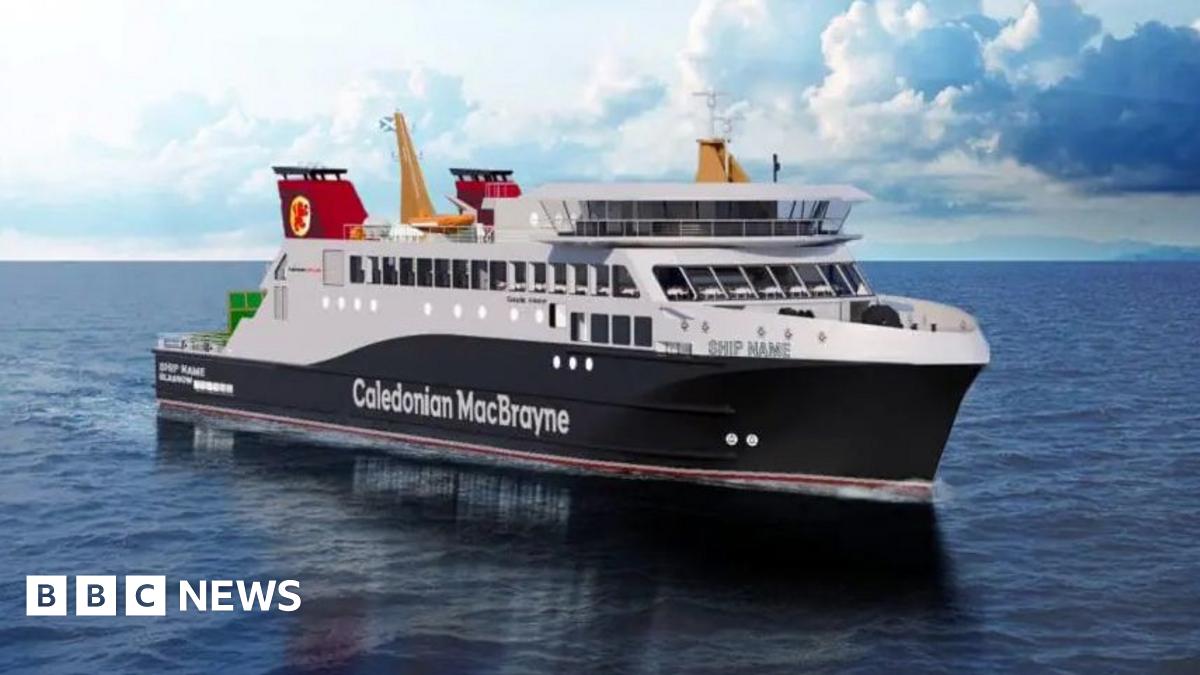 A black and white ship with red funnels