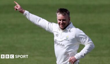 Mason Crane celebrates a wicket for Glamorgan against Yorkshire
