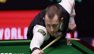Mark Allen strikes the white at the snooker table