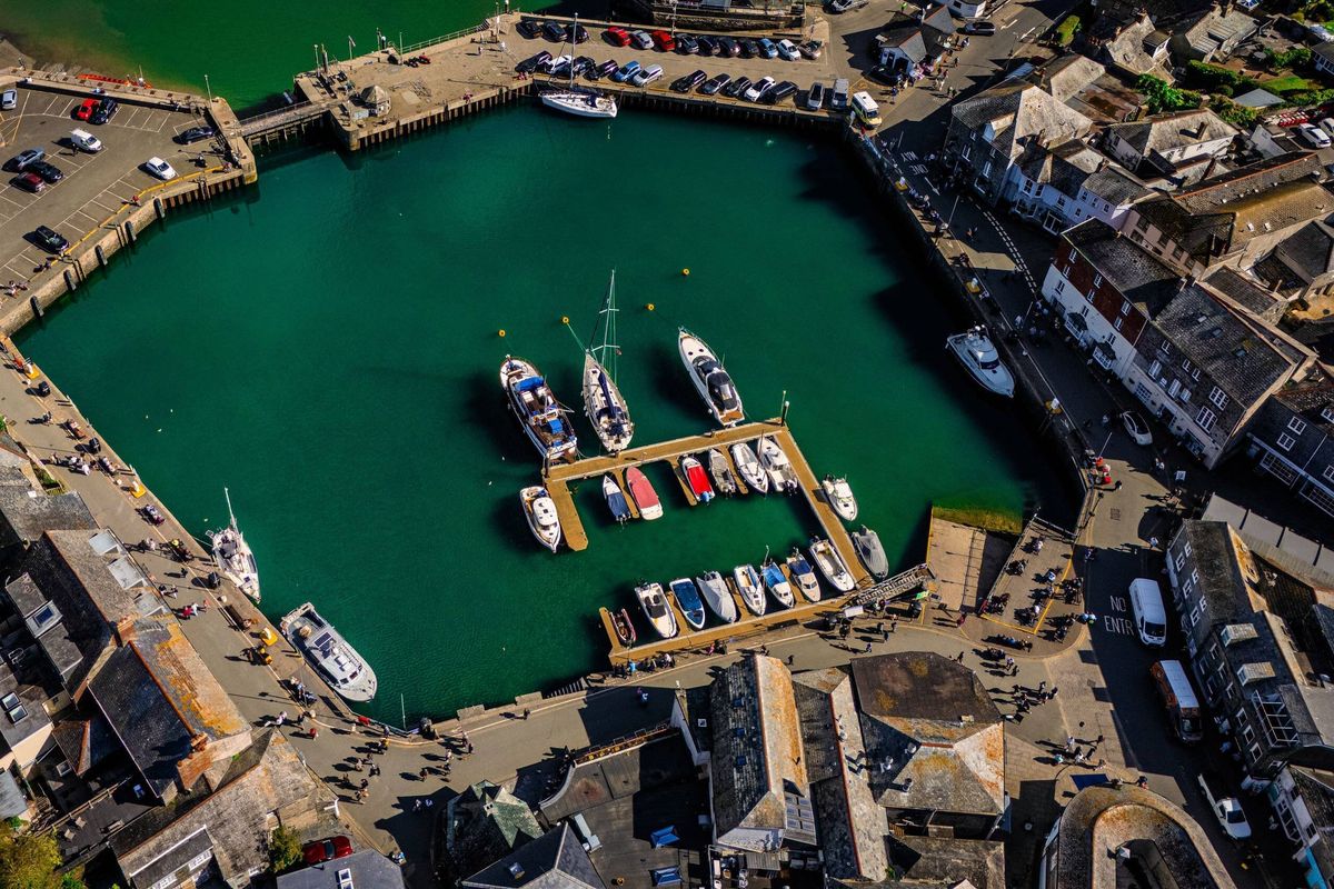 Aerial View of Padstow Harbour in Cornwall
