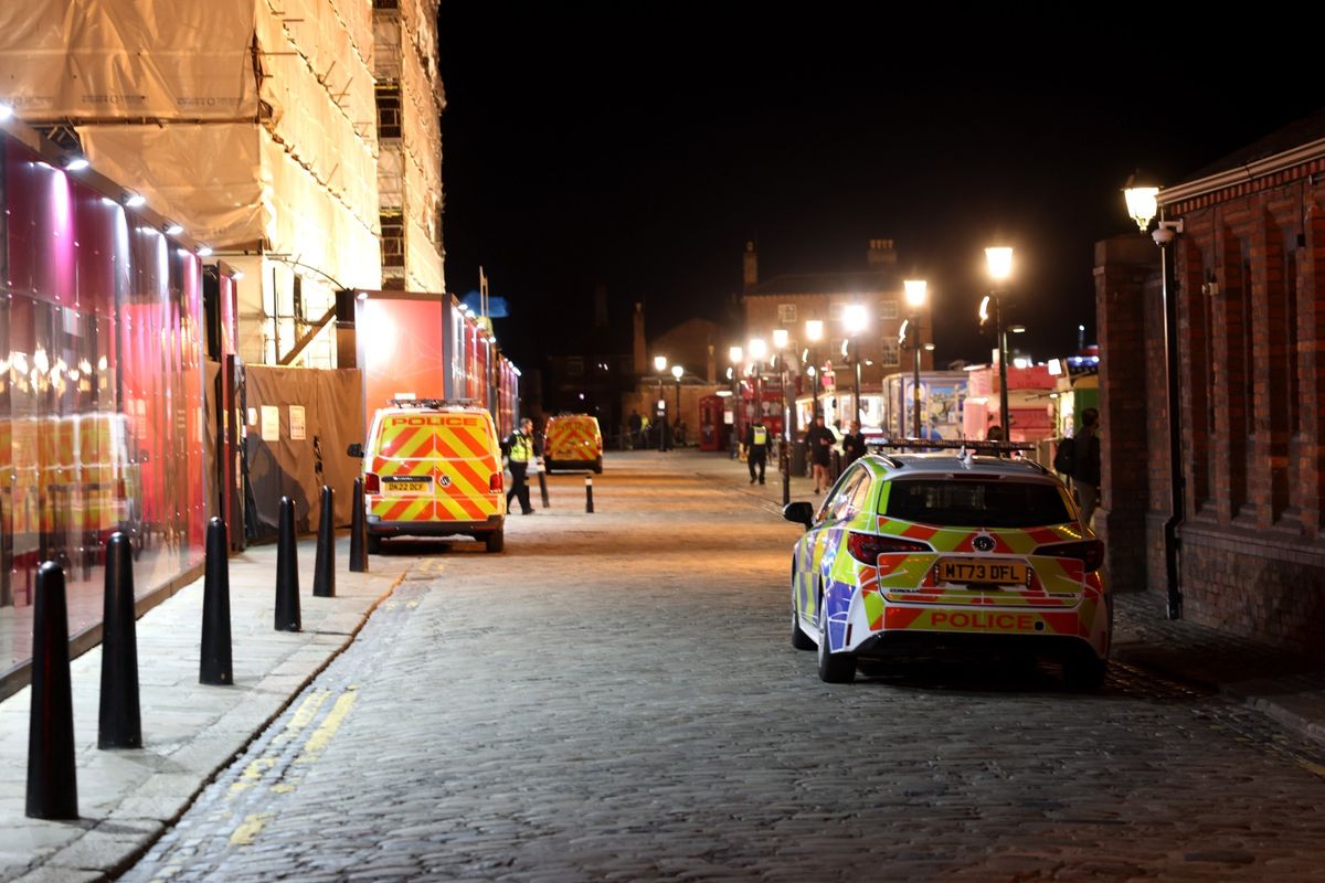 Police scene at the Albert Dock on Tuesday evening