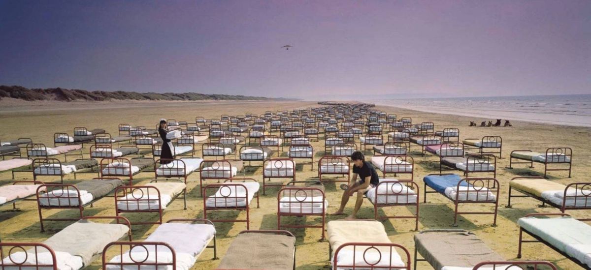 The iconic album cover of Pink Floyd's momentary Lapse of Reason, which was shot on Saunton beach in North Devon
