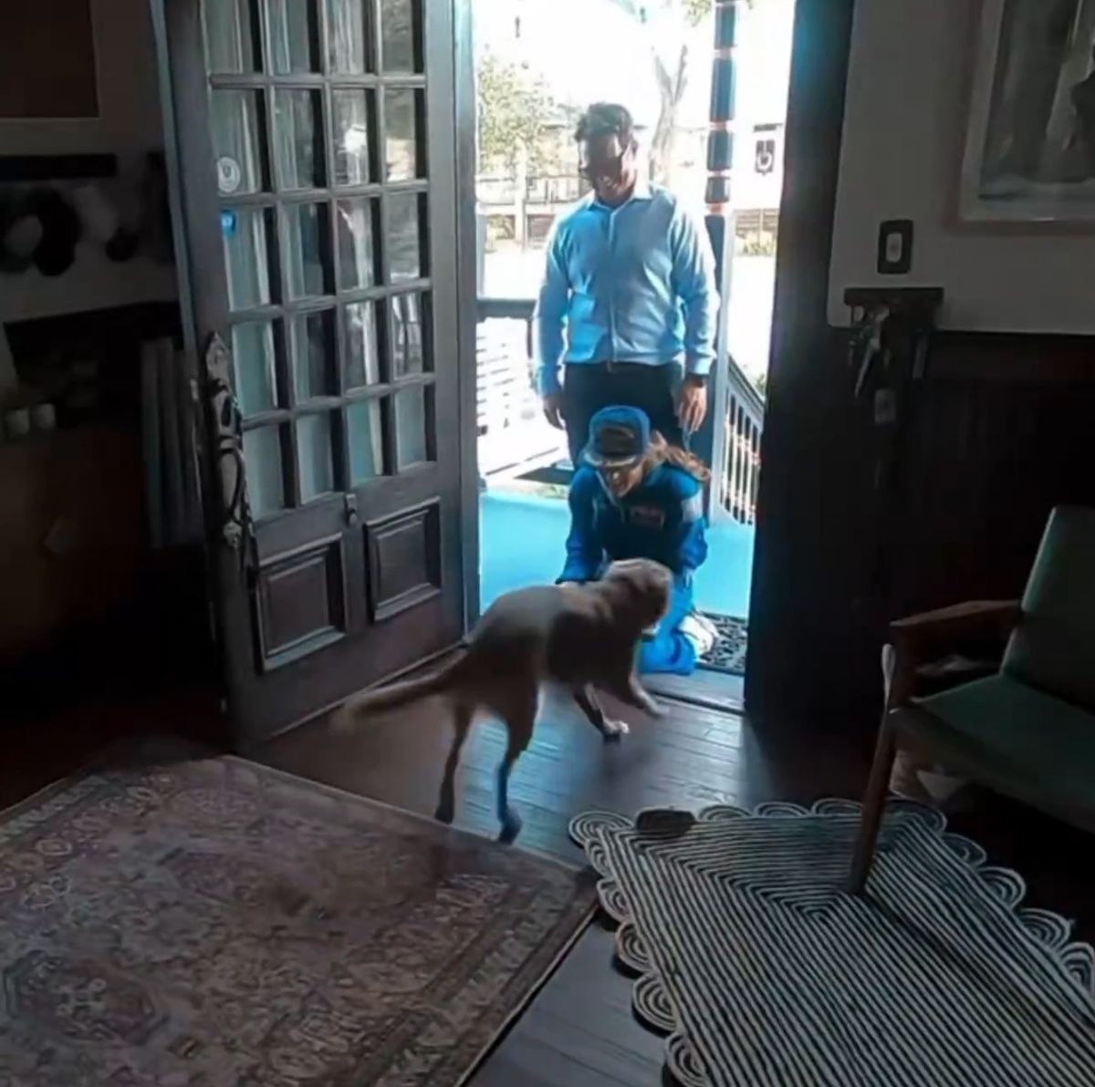 Christina Koch was greeted by her dog Sadie upon returning from space