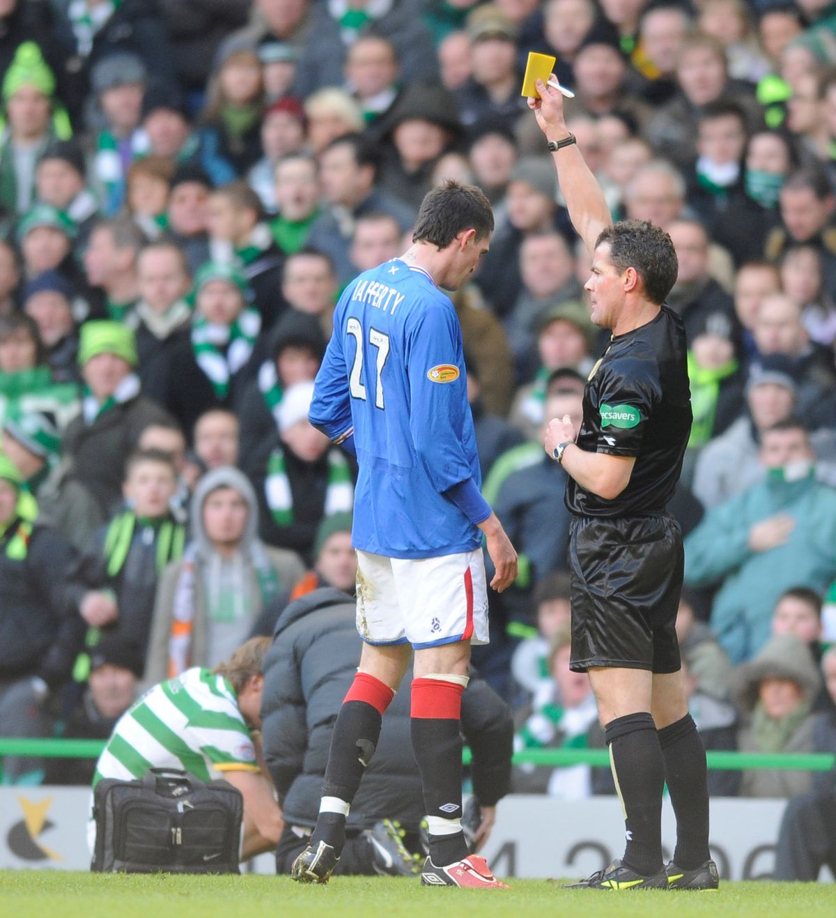 Kyle Lafferty escapes with a yellow card