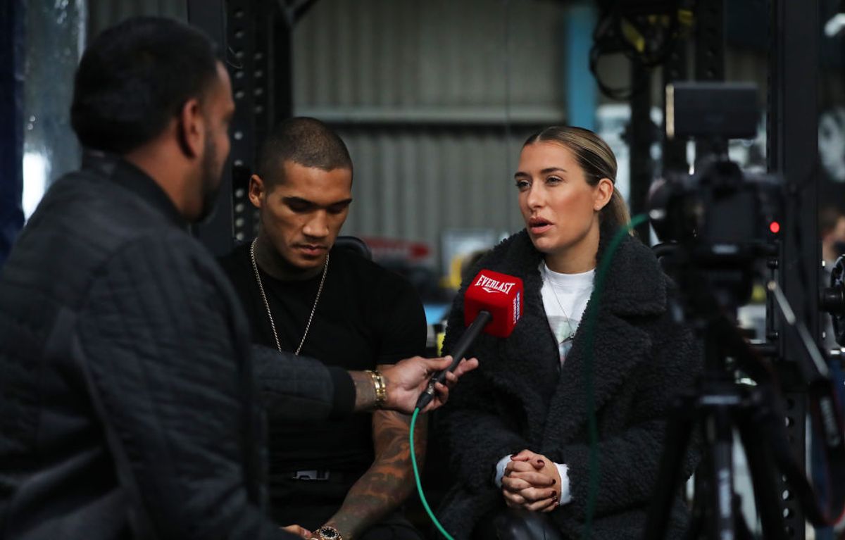 Victoria Benn speaking to the press alongside her husband