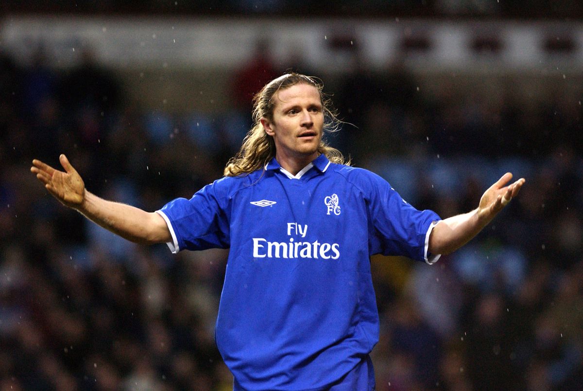 Emmanuel Petit of Chelsea during the FA Barclaycard Premiership match against Aston Villa played at Villa Park, in Birmingham, England. The match ended in a 1-1 draw. 
