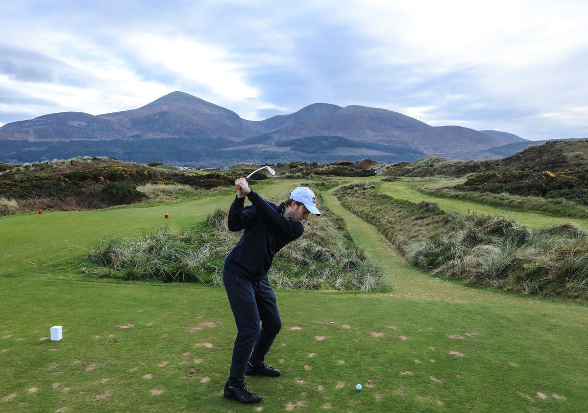 The par three, fourth hole at Royal County Down