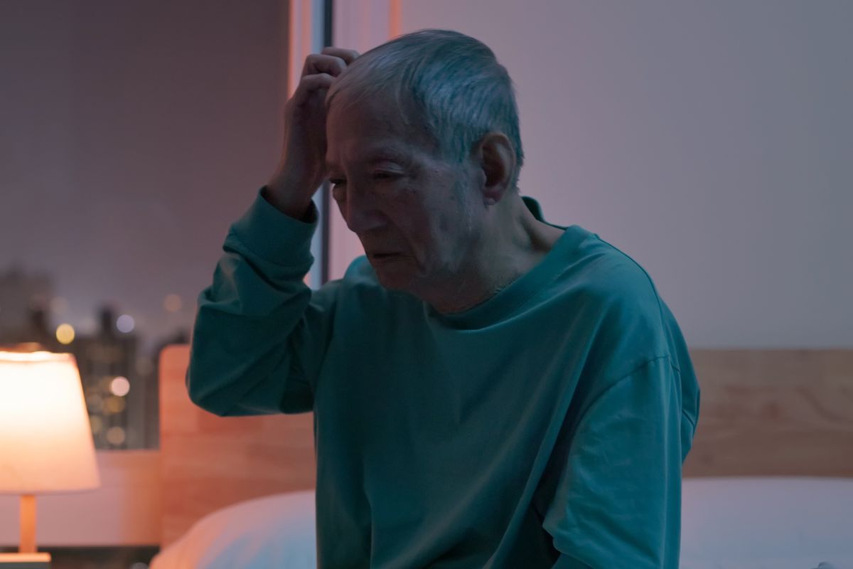 Man waking up at night