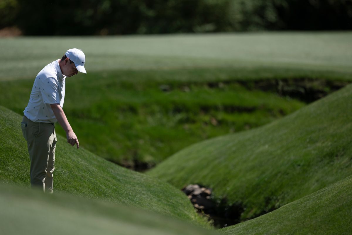 Robert MacIntyre of Scotland reacts on the No. 13 hole during the second round of the Masters at Augusta National Golf Club, Friday, April 10, 2026