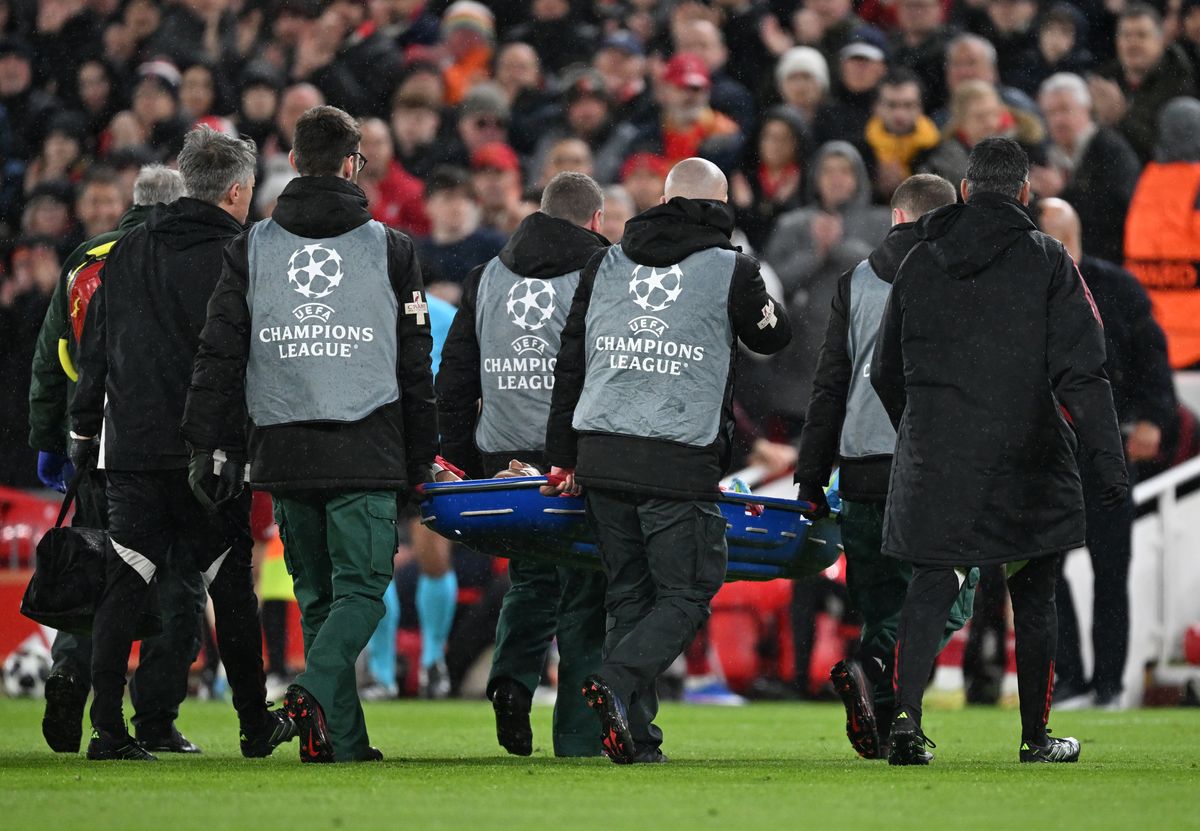 Hugo Ekitike was stretchered off against PSG