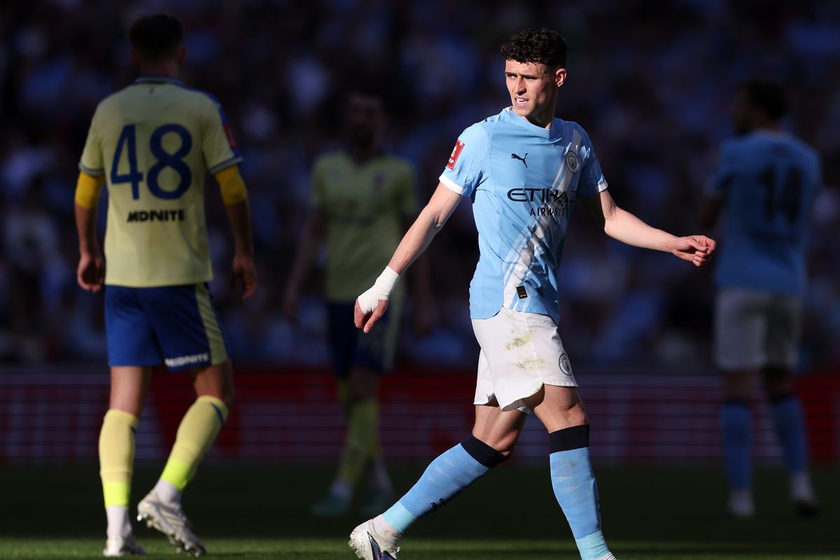 Phil Foden reacts during Manchester City's 2-1 win over Southampton
