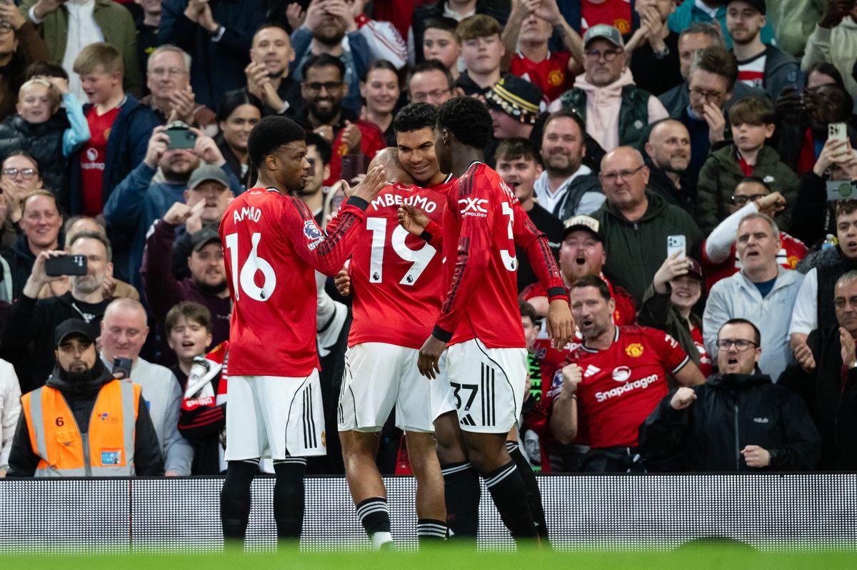 United players celebrate their opening goal