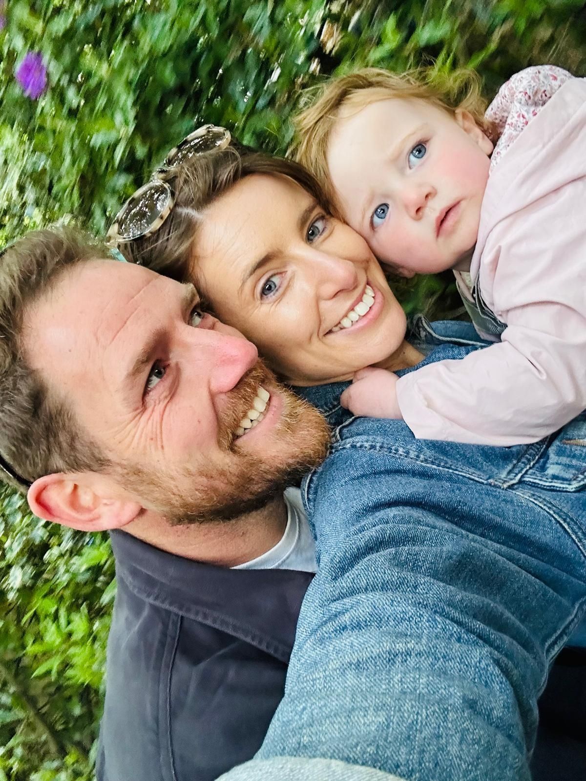 Harriet, Joe and Nellie in May 2025, the day before finding out that Harriet was stage 4