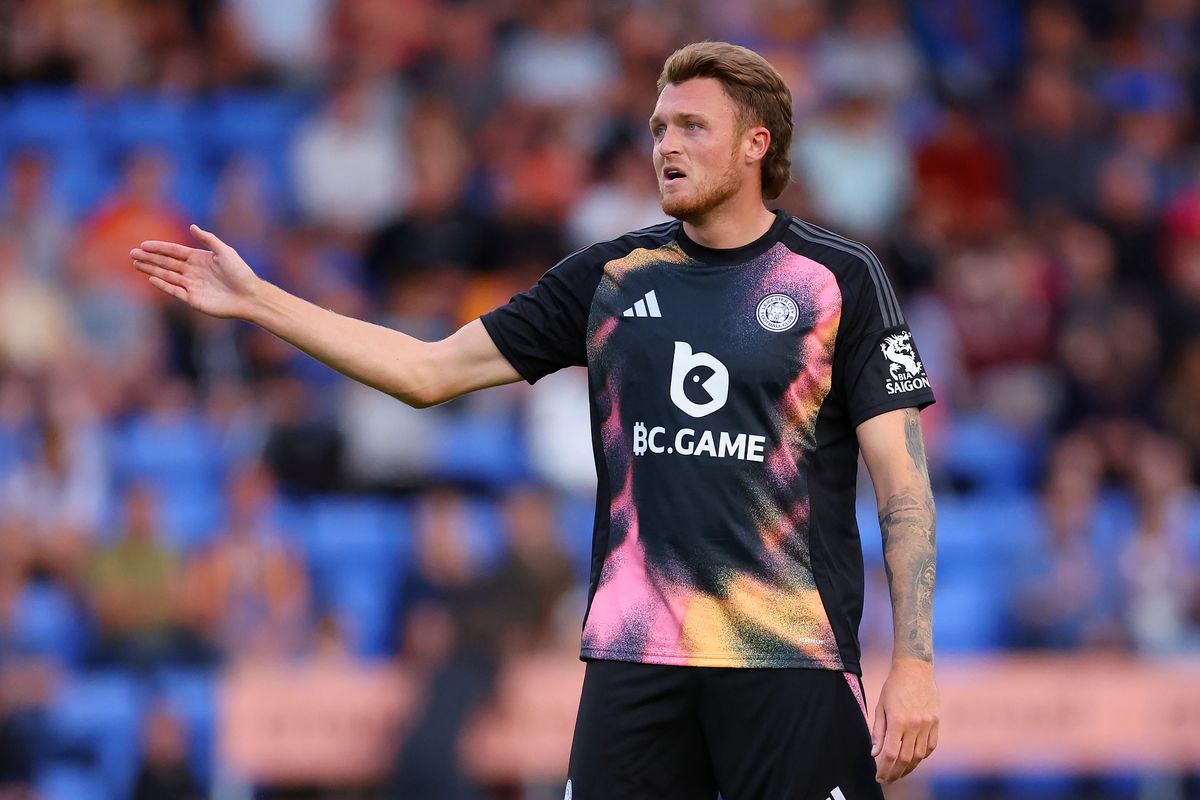 Harry Souttar gestures during Leicester City's 2-1 pre-season friendly win over Shrewsbury