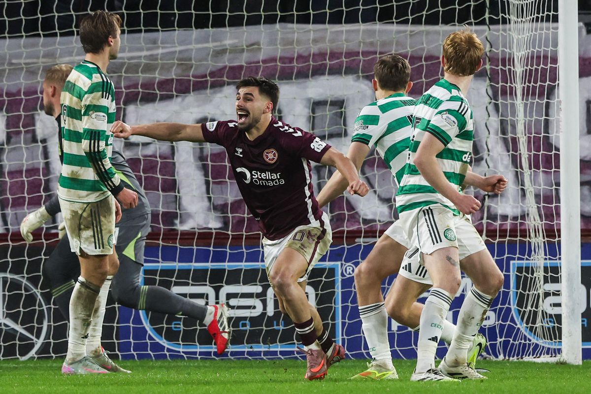 Hearts' Claudio Braga celebrates after scoring to make it 2-2 vs Celtic