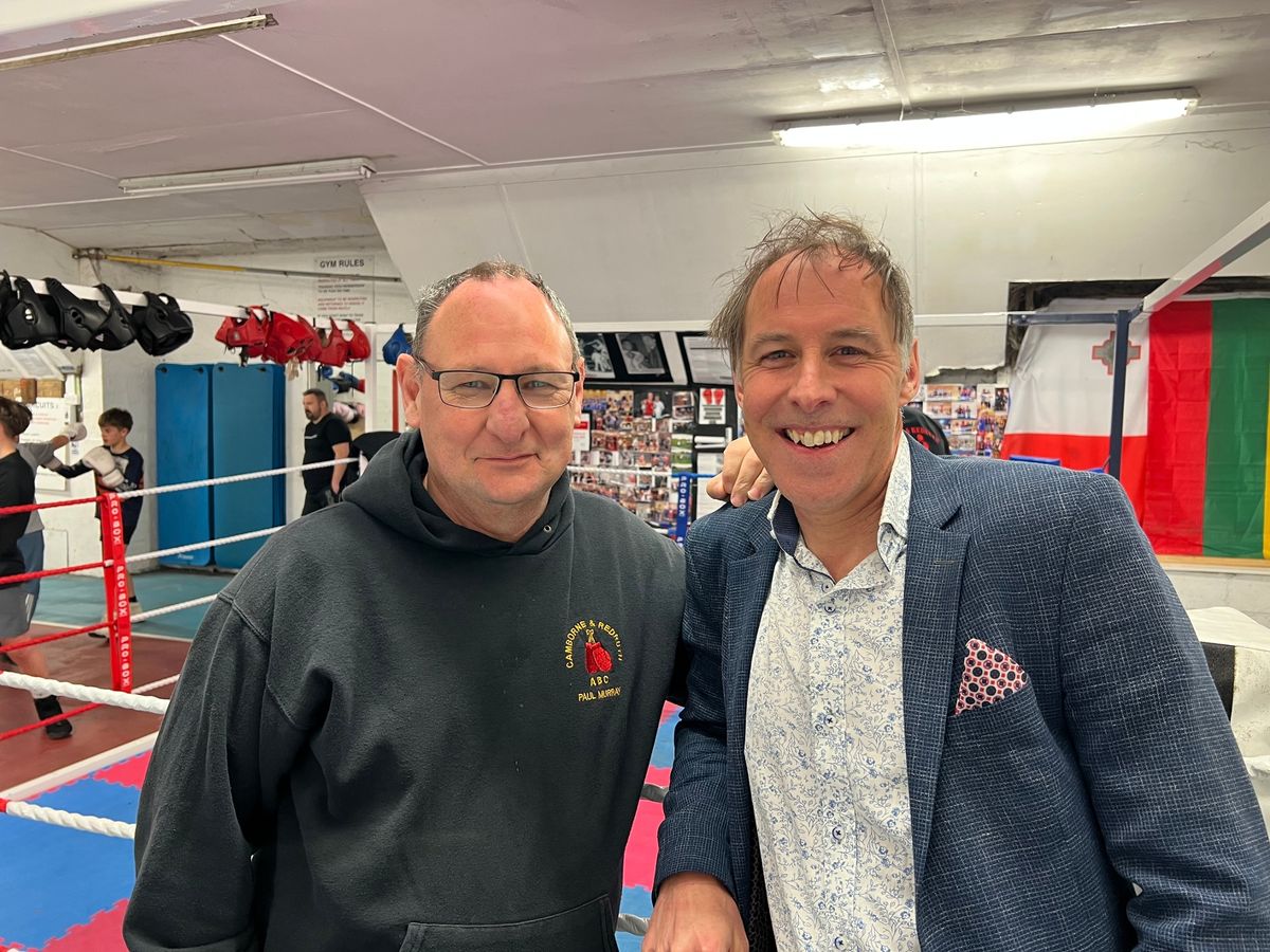 Paul Murray, a coach at the Camborne and Redruth Amateur Boxing Club near the Dolcoath Mine in Camborne with Jason Jarvis from Create Design which helped design the plans for new facilities the club is hoping to build by 2028