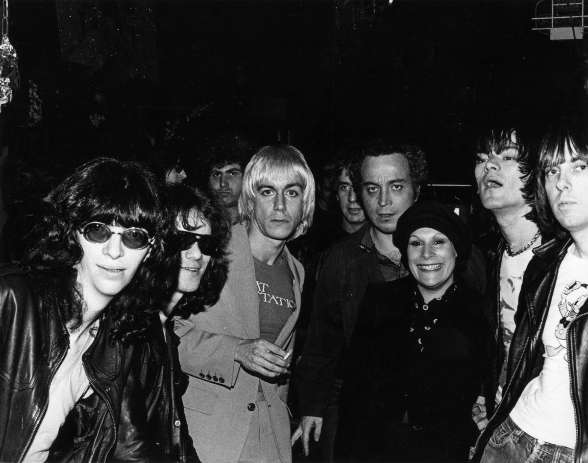 Iggy Pop with The Ramones and Seymour Stein or Sire Records at CBGB's, New York, April 1976