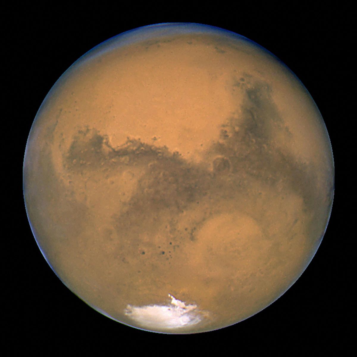 NASA's Hubble Space Telescope shows a close-up of the red planet Mars
