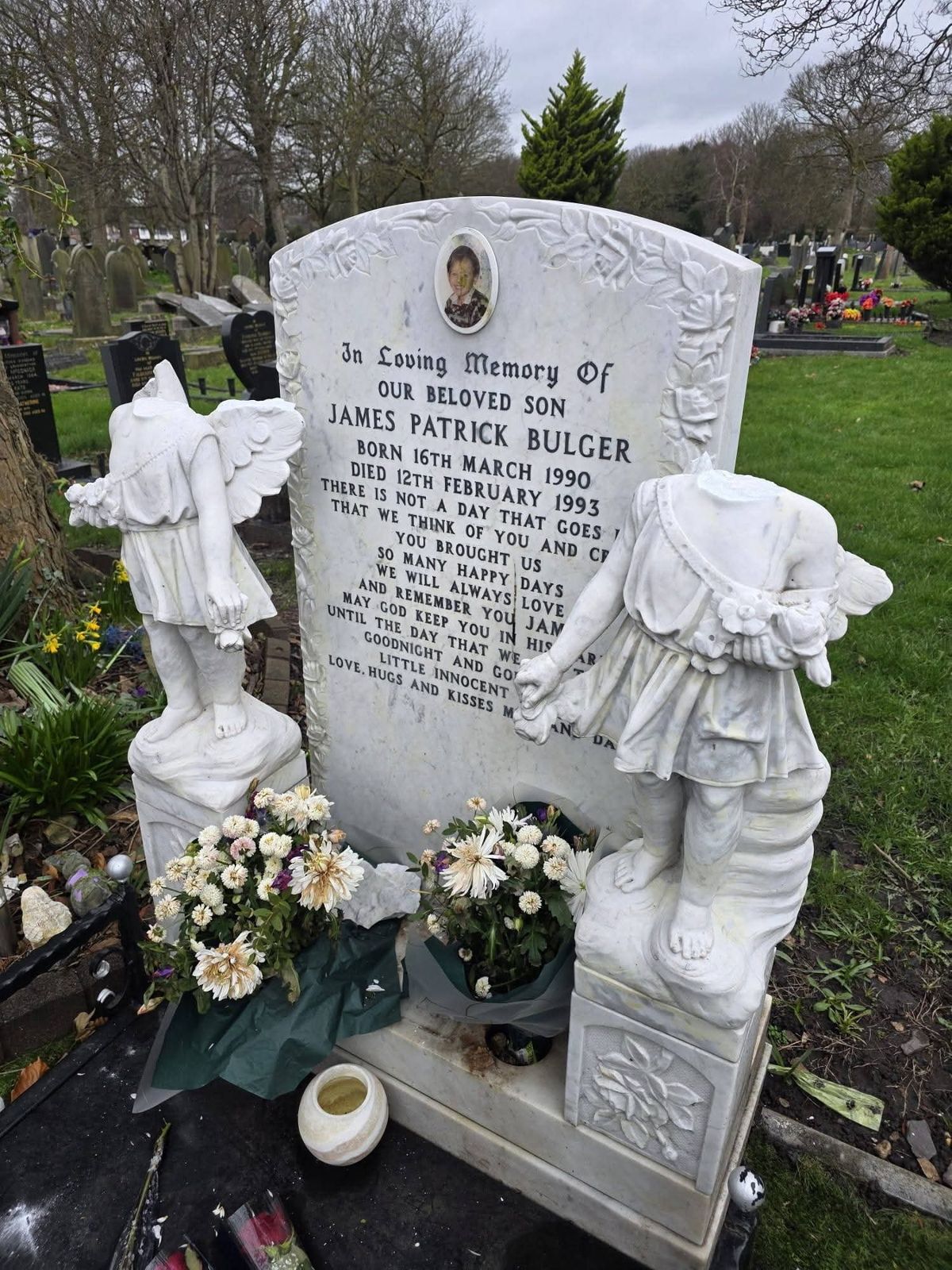 James Bulger's grave after it was smashed in February