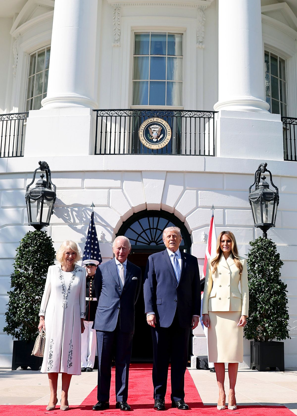 Queen Camilla, King Charles III, U.S. President Donald Trump and First Lady Melania Trump on day one of the State Visit of King Charles III and Queen Camilla to the United States o