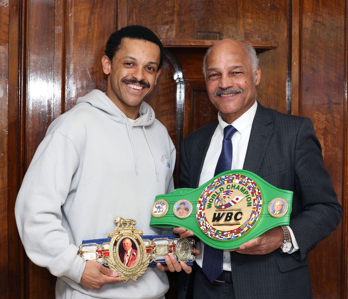 John Conteh with Aron Julius, who is starring as the legendary boxer in Conteh at the Royal Court